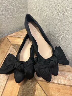 Loeffler Randall Black Bow Pointed Toe Flats